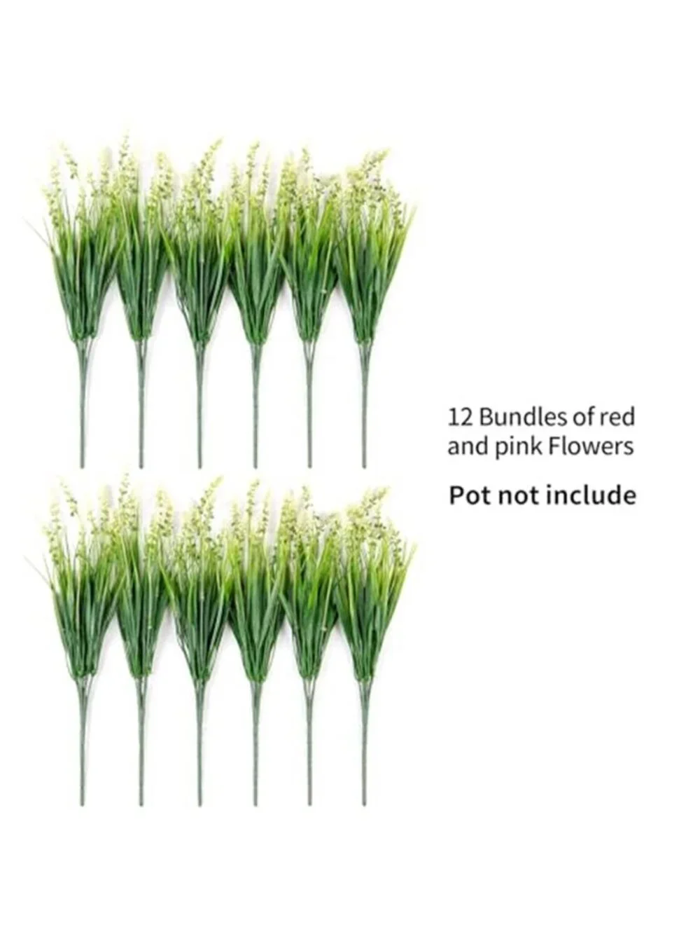 Artificial Faux Monkey Grass Plants 12pc Outdoor Garden Decor Realistic White